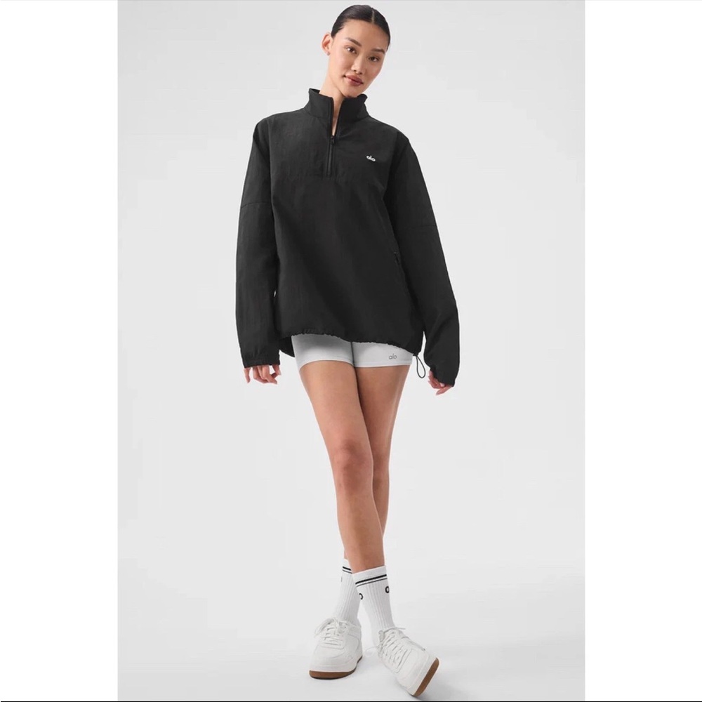 ALO Yoga Black Half-Zip Bomber Windbreaker - Picture 2 of 3